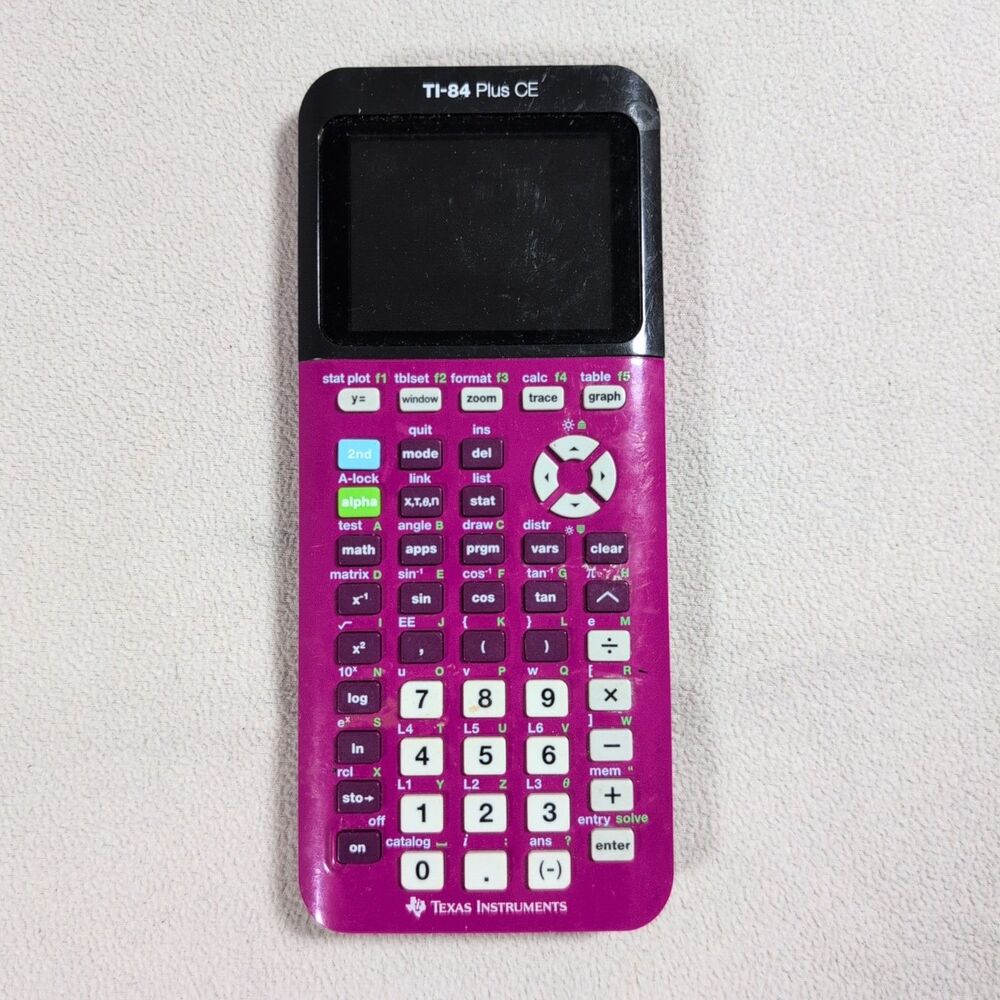 Texas Instruments TI-84 Plus CE Purple Plum Graphing Calculator no Case Cable
